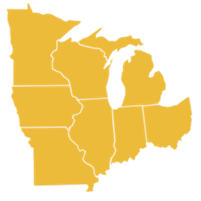 Small map of Midwestern states